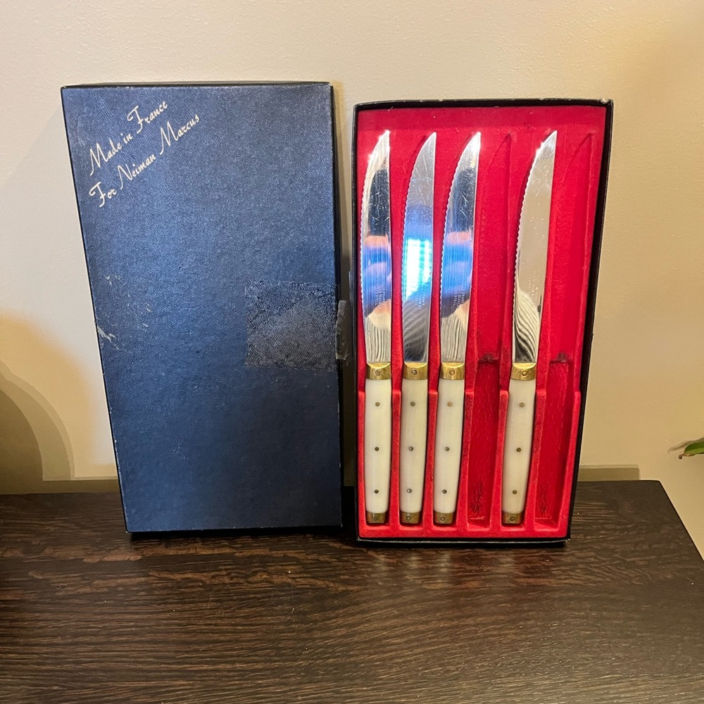 Vintage Neiman Marcus Steak 4 Melron Knives In Box France